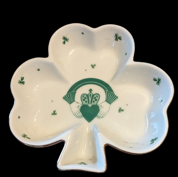 Lefton China Other - Lefton Fine China -Irish Shamrocks & Cladaugh Gold-Trim Trinket or Candy Dish 5”